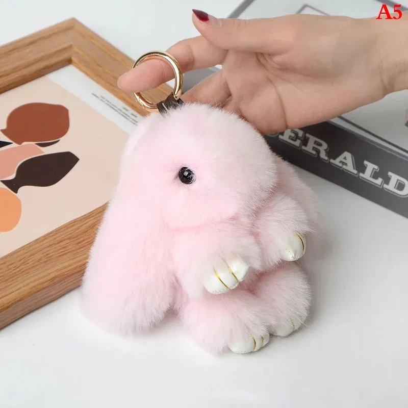 Fluffy Bunny Keychain 🐰✨ Adorable Pom Pom Charm for Bags & Keys! 🐇💖
