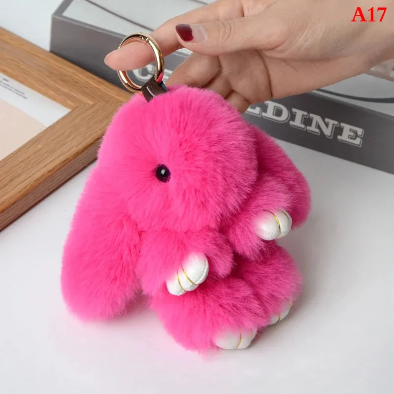 Fluffy Bunny Keychain 🐰✨ Adorable Pom Pom Charm for Bags & Keys! 🐇💖