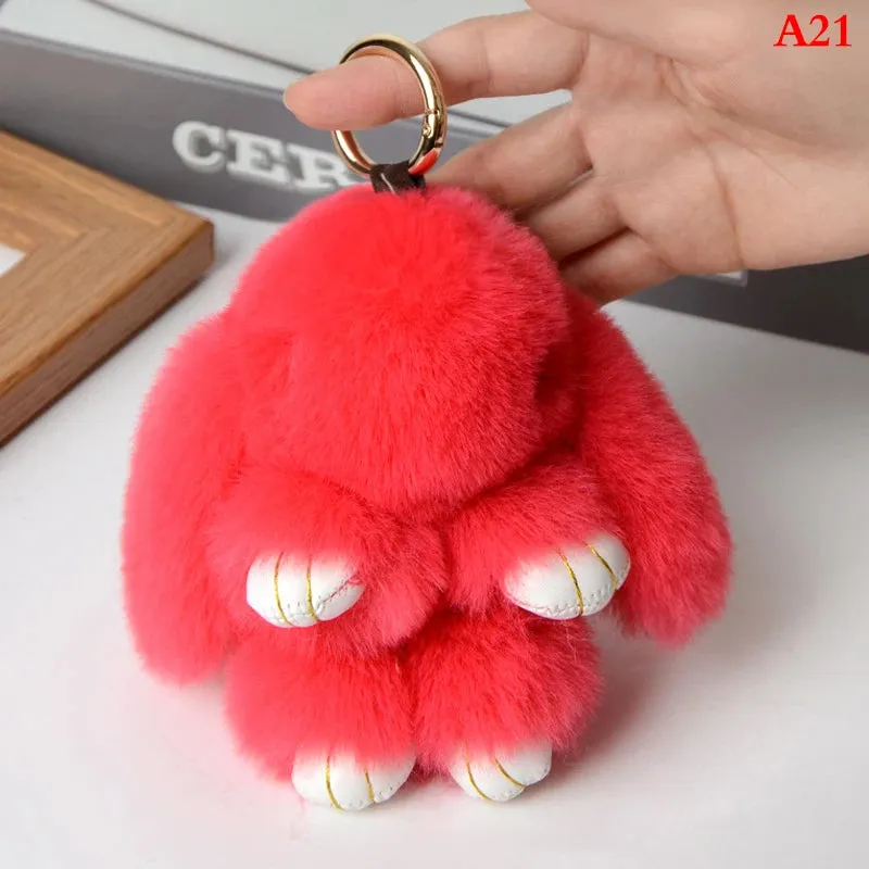 Fluffy Bunny Keychain 🐰✨ Adorable Pom Pom Charm for Bags & Keys! 🐇💖