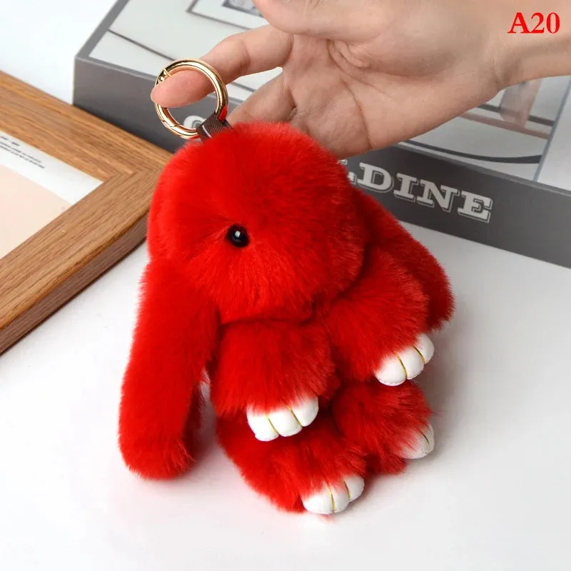 Fluffy Bunny Keychain 🐰✨ Adorable Pom Pom Charm for Bags & Keys! 🐇💖