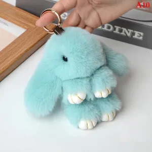 Fluffy Bunny Keychain 🐰✨ Adorable Pom Pom Charm for Bags & Keys! 🐇💖