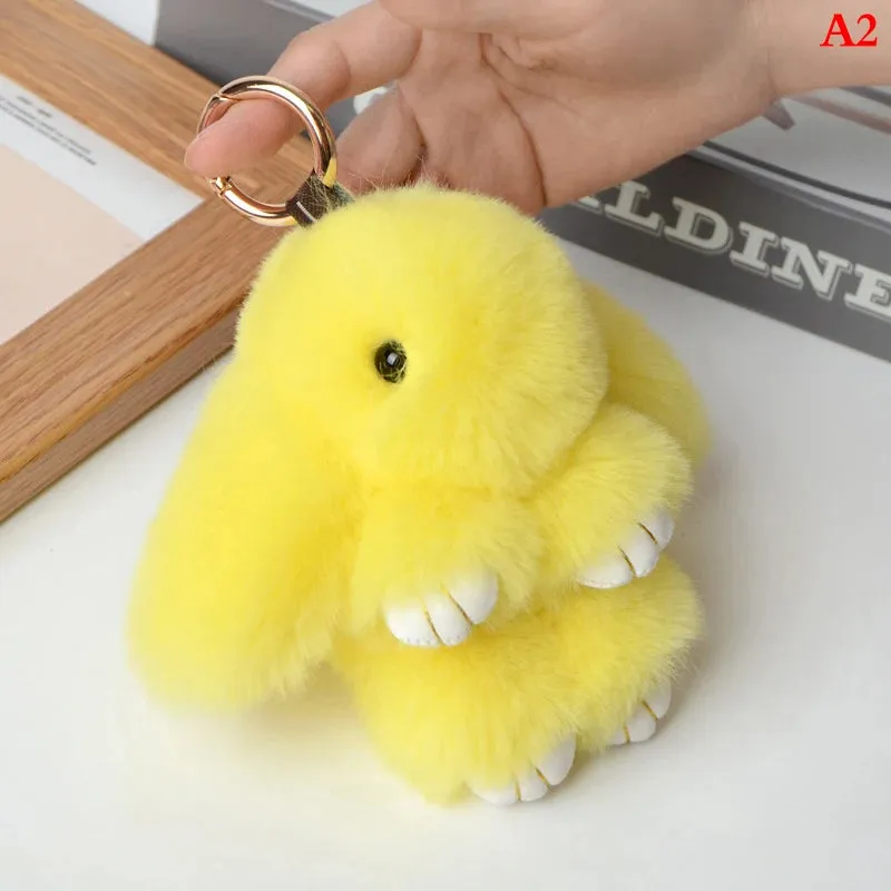 Fluffy Bunny Keychain 🐰✨ Adorable Pom Pom Charm for Bags & Keys! 🐇💖