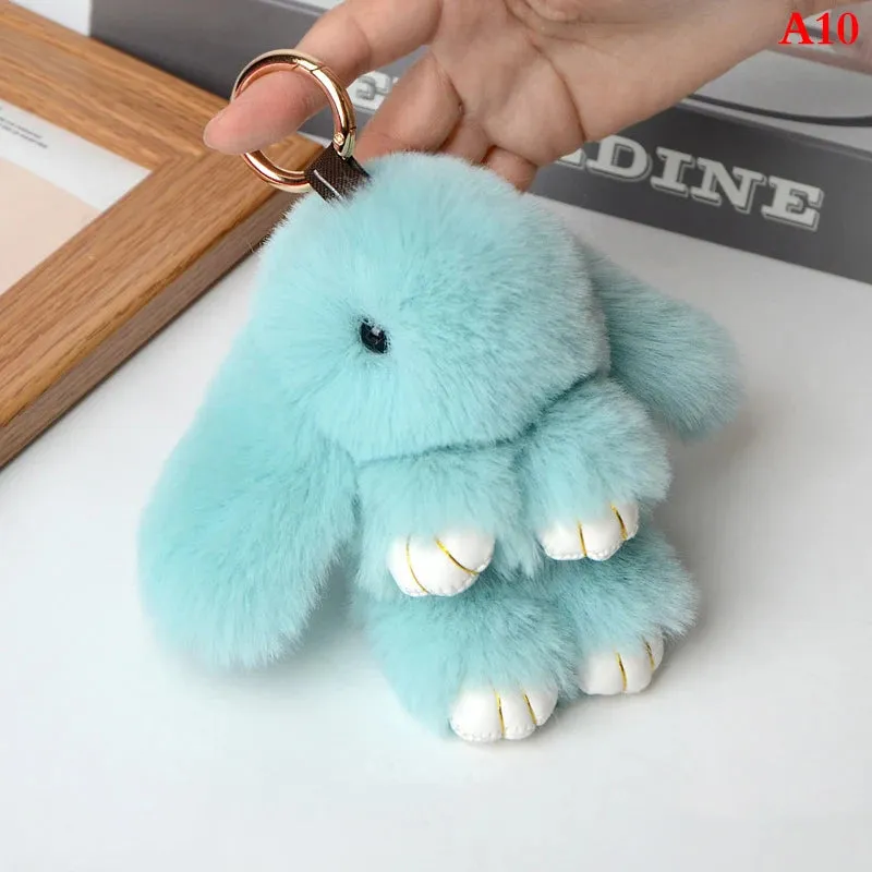 Fluffy Bunny Keychain 🐰✨ Adorable Pom Pom Charm for Bags & Keys! 🐇💖