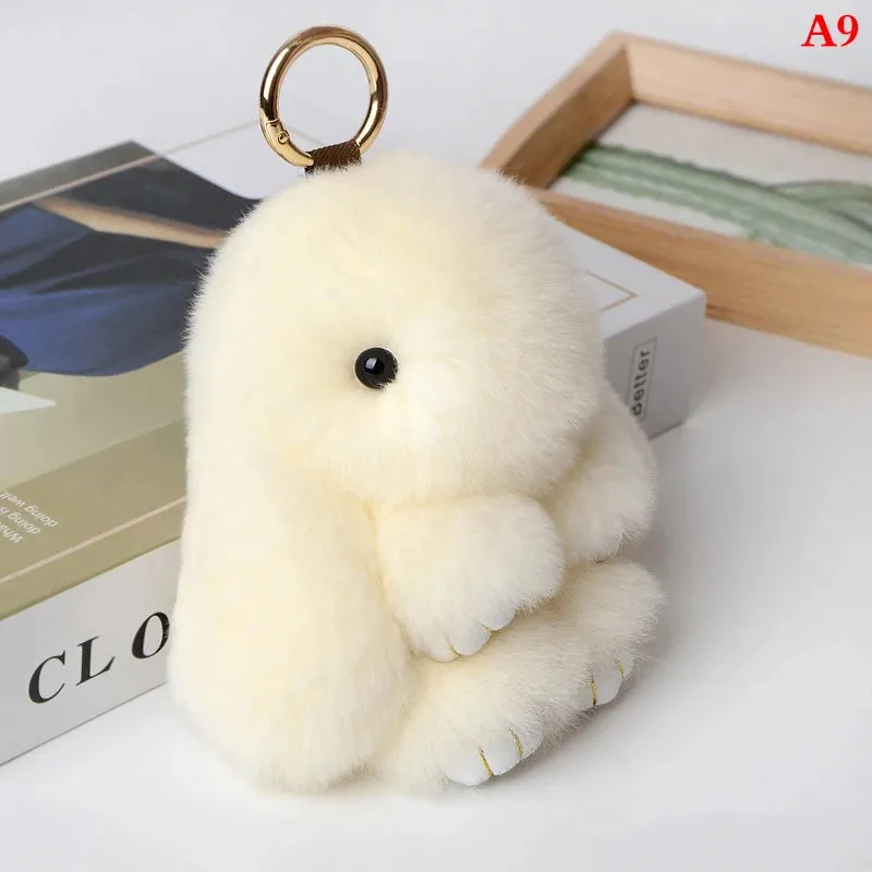 Fluffy Bunny Keychain 🐰✨ Adorable Pom Pom Charm for Bags & Keys! 🐇💖