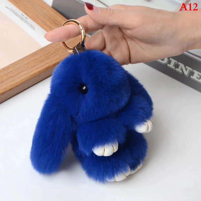 Fluffy Bunny Keychain 🐰✨ Adorable Pom Pom Charm for Bags & Keys! 🐇💖