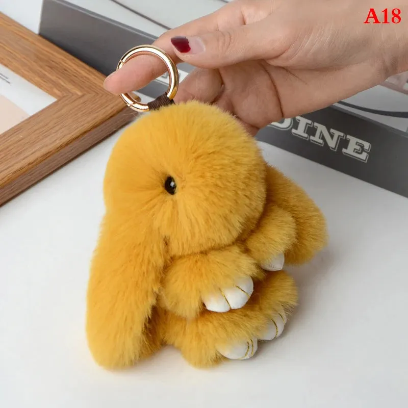 Fluffy Bunny Keychain 🐰✨ Adorable Pom Pom Charm for Bags & Keys! 🐇💖