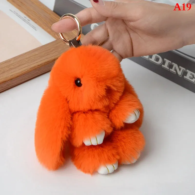 Fluffy Bunny Keychain 🐰✨ Adorable Pom Pom Charm for Bags & Keys! 🐇💖