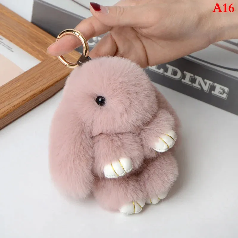 Fluffy Bunny Keychain 🐰✨ Adorable Pom Pom Charm for Bags & Keys! 🐇💖