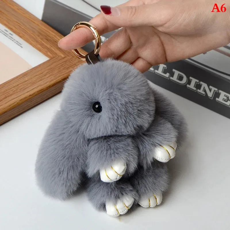 Fluffy Bunny Keychain 🐰✨ Adorable Pom Pom Charm for Bags & Keys! 🐇💖