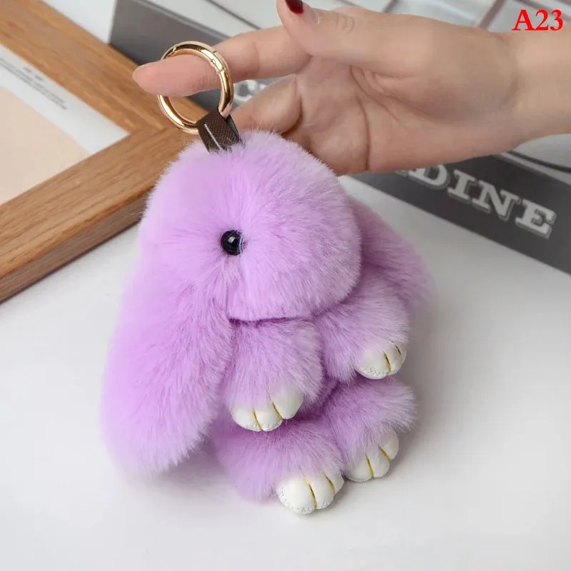 Fluffy Bunny Keychain 🐰✨ Adorable Pom Pom Charm for Bags & Keys! 🐇💖