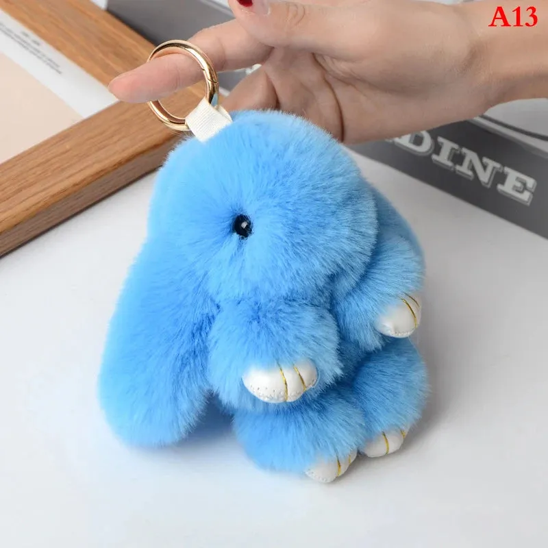 Fluffy Bunny Keychain 🐰✨ Adorable Pom Pom Charm for Bags & Keys! 🐇💖