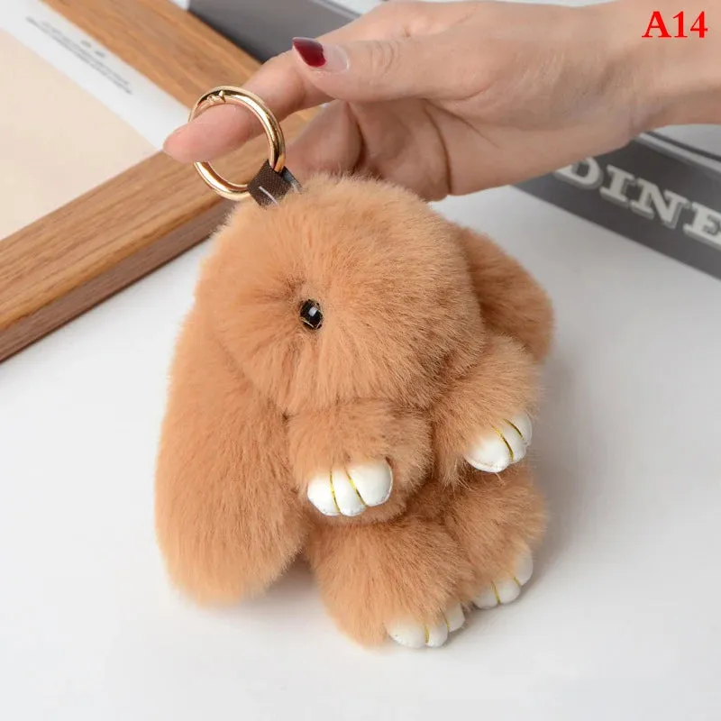 Fluffy Bunny Keychain 🐰✨ Adorable Pom Pom Charm for Bags & Keys! 🐇💖