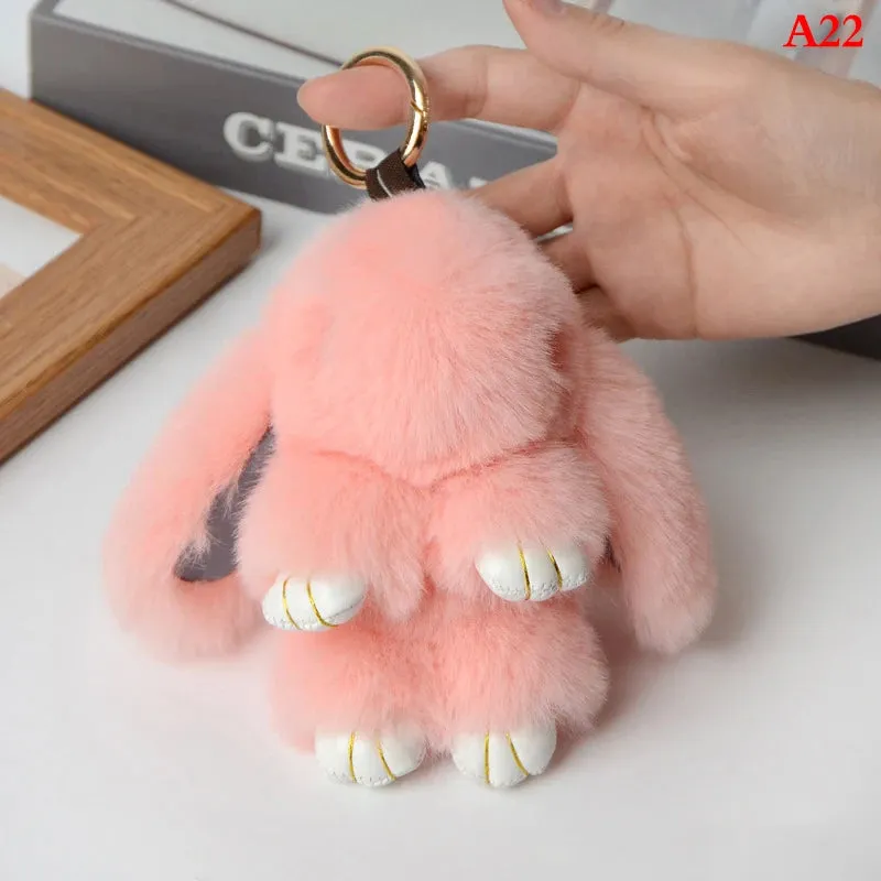 Fluffy Bunny Keychain 🐰✨ Adorable Pom Pom Charm for Bags & Keys! 🐇💖