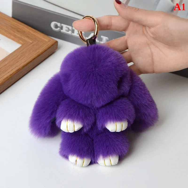 Fluffy Bunny Keychain 🐰✨ Adorable Pom Pom Charm for Bags & Keys! 🐇💖