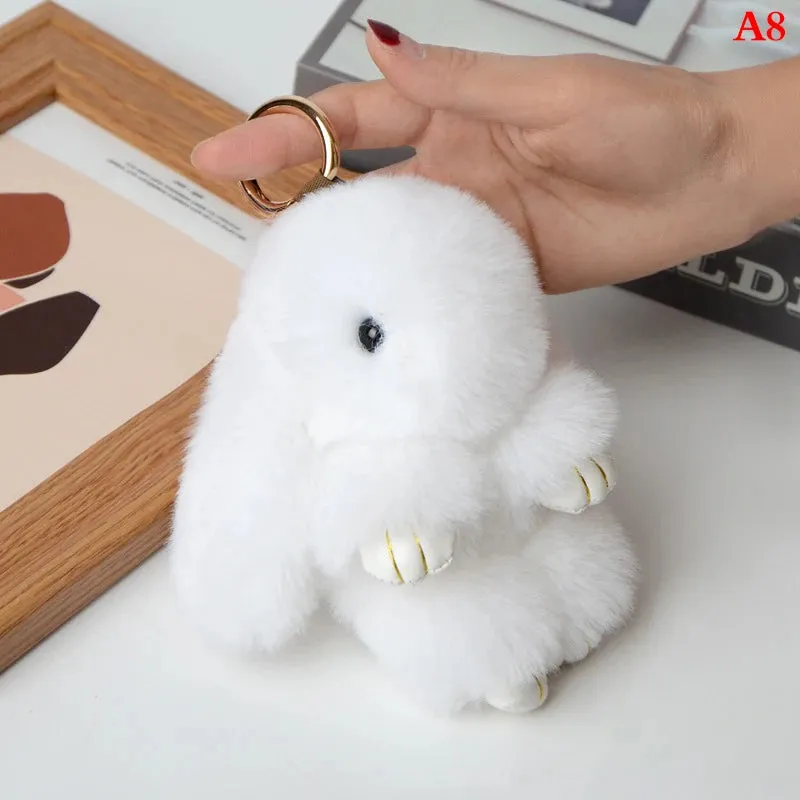 Fluffy Bunny Keychain 🐰✨ Adorable Pom Pom Charm for Bags & Keys! 🐇💖