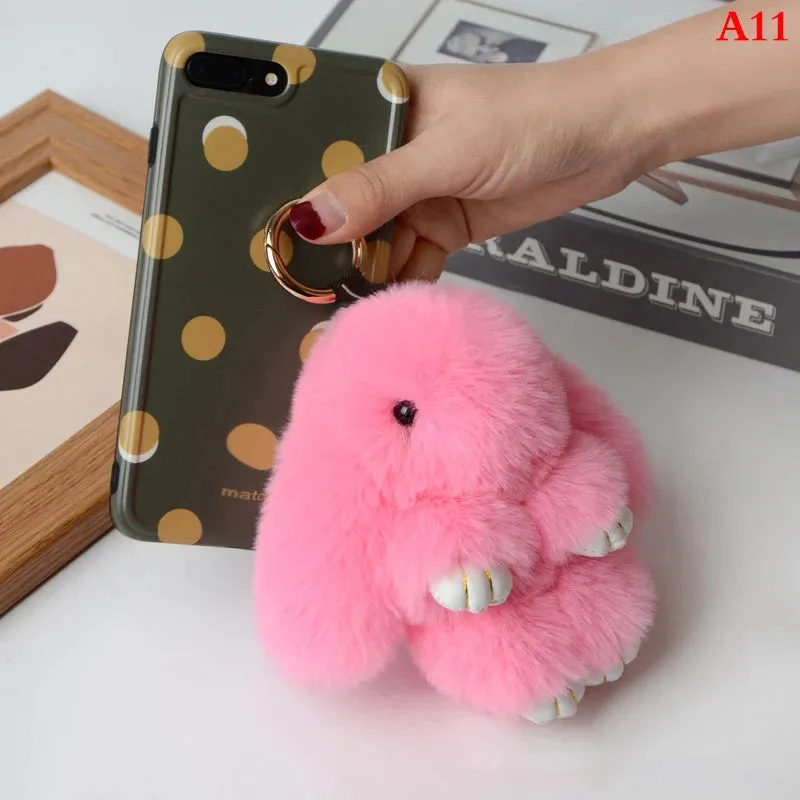 Fluffy Bunny Keychain 🐰✨ Adorable Pom Pom Charm for Bags & Keys! 🐇💖