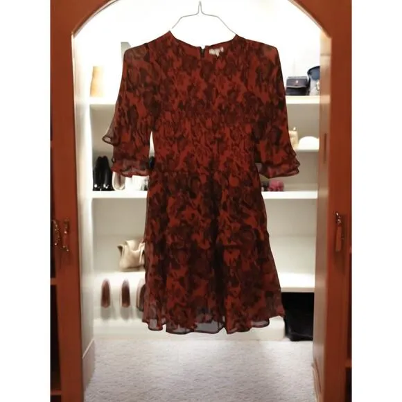 Ganni Beaumont Mini Dress in Brandy Brown Size: US 2
