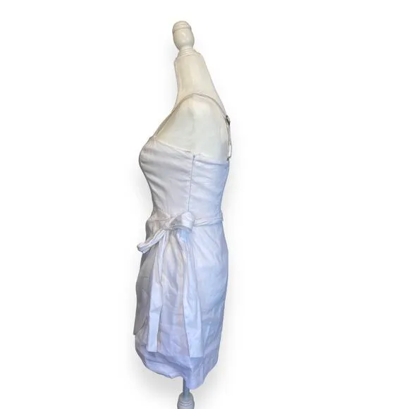 Gianni Bini White Selena Wrap Square Neck Sleeveless Linen Blend Dress