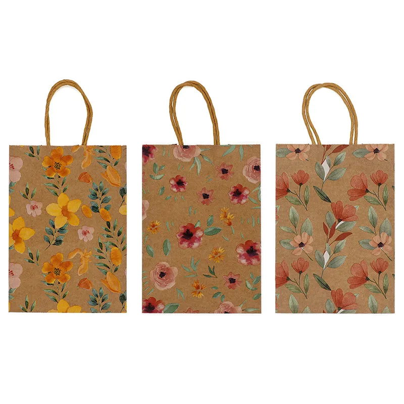 GIFT BAGS 21X15CM MIXED FLOWERS 3PC