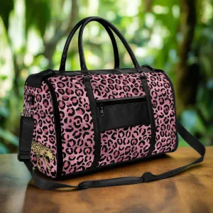 Gold Leopard Pattern Foldable PU Leather Travel Bag with Shoulder Strap