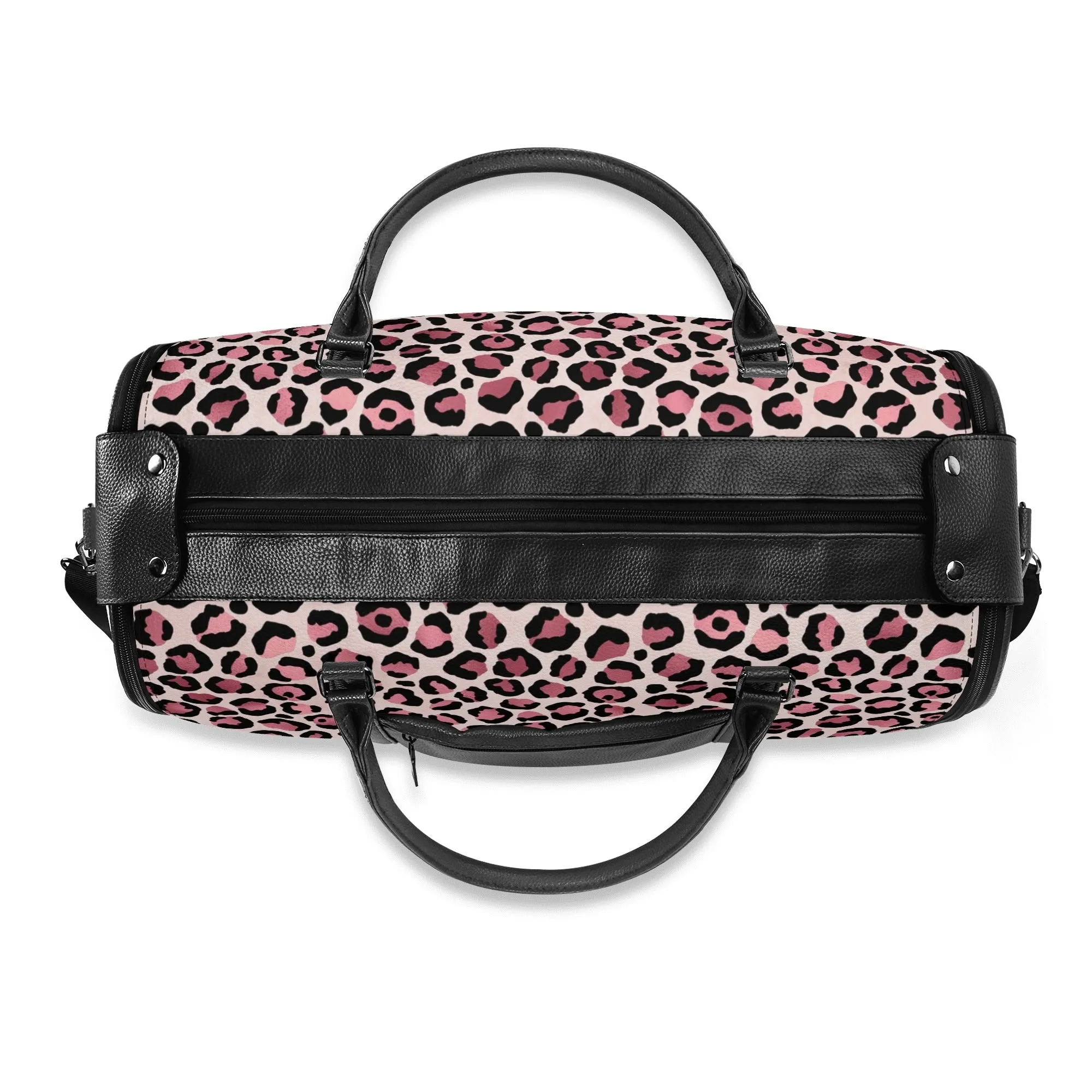 Gold Leopard Pattern Foldable PU Leather Travel Bag with Shoulder Strap