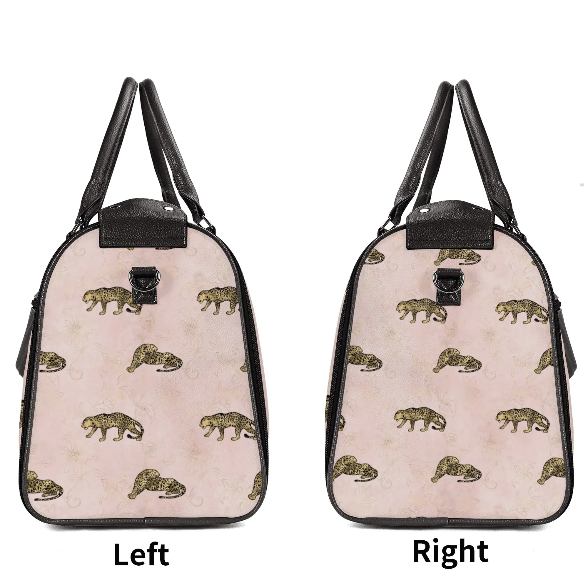 Gold Leopard Pattern Foldable PU Leather Travel Bag with Shoulder Strap