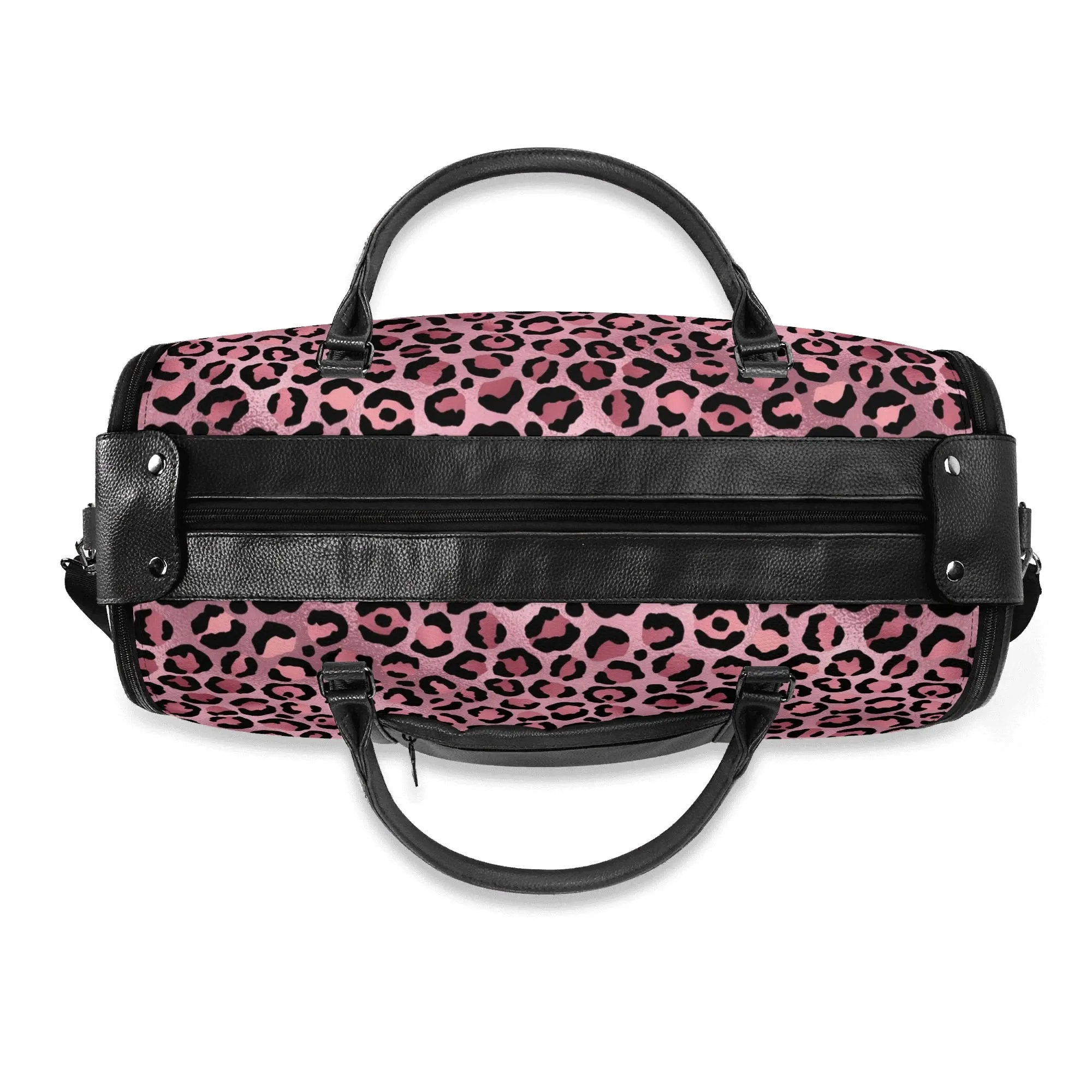 Gold Leopard Pattern Foldable PU Leather Travel Bag with Shoulder Strap