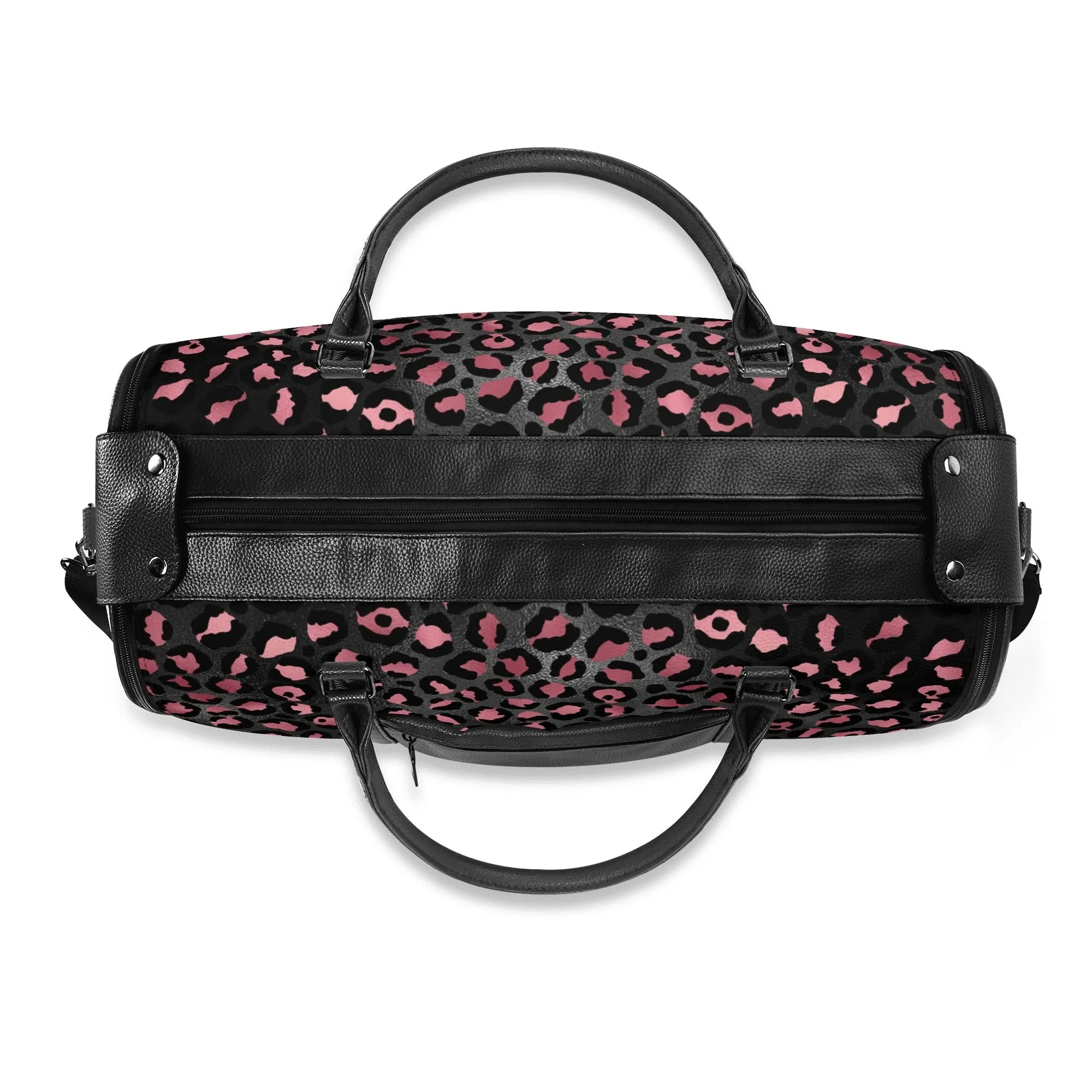 Gold Leopard Pattern Foldable PU Leather Travel Bag with Shoulder Strap