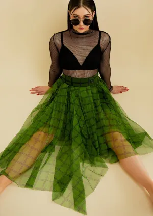 Green Plaid Tulle Skirt