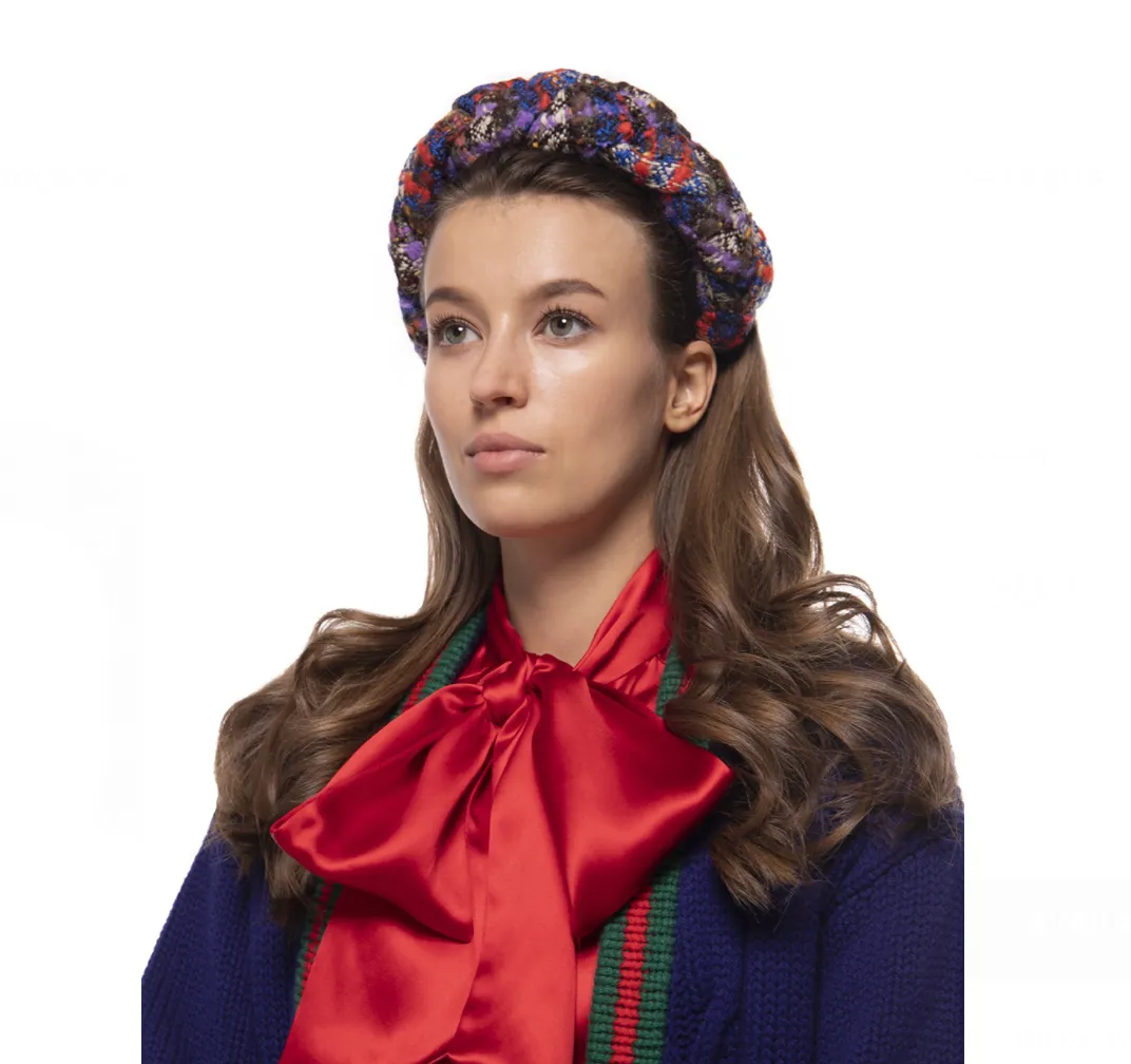 Gucci Armonia Tweed Braided Headband in Purple Multicolor