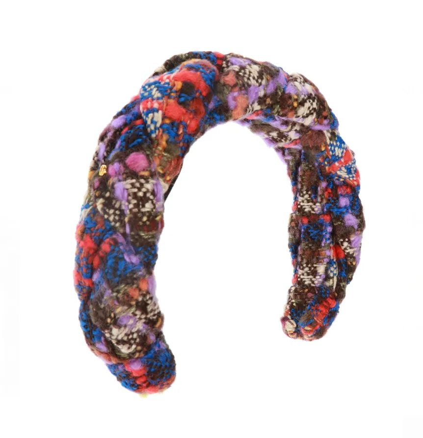Gucci Armonia Tweed Braided Headband in Purple Multicolor