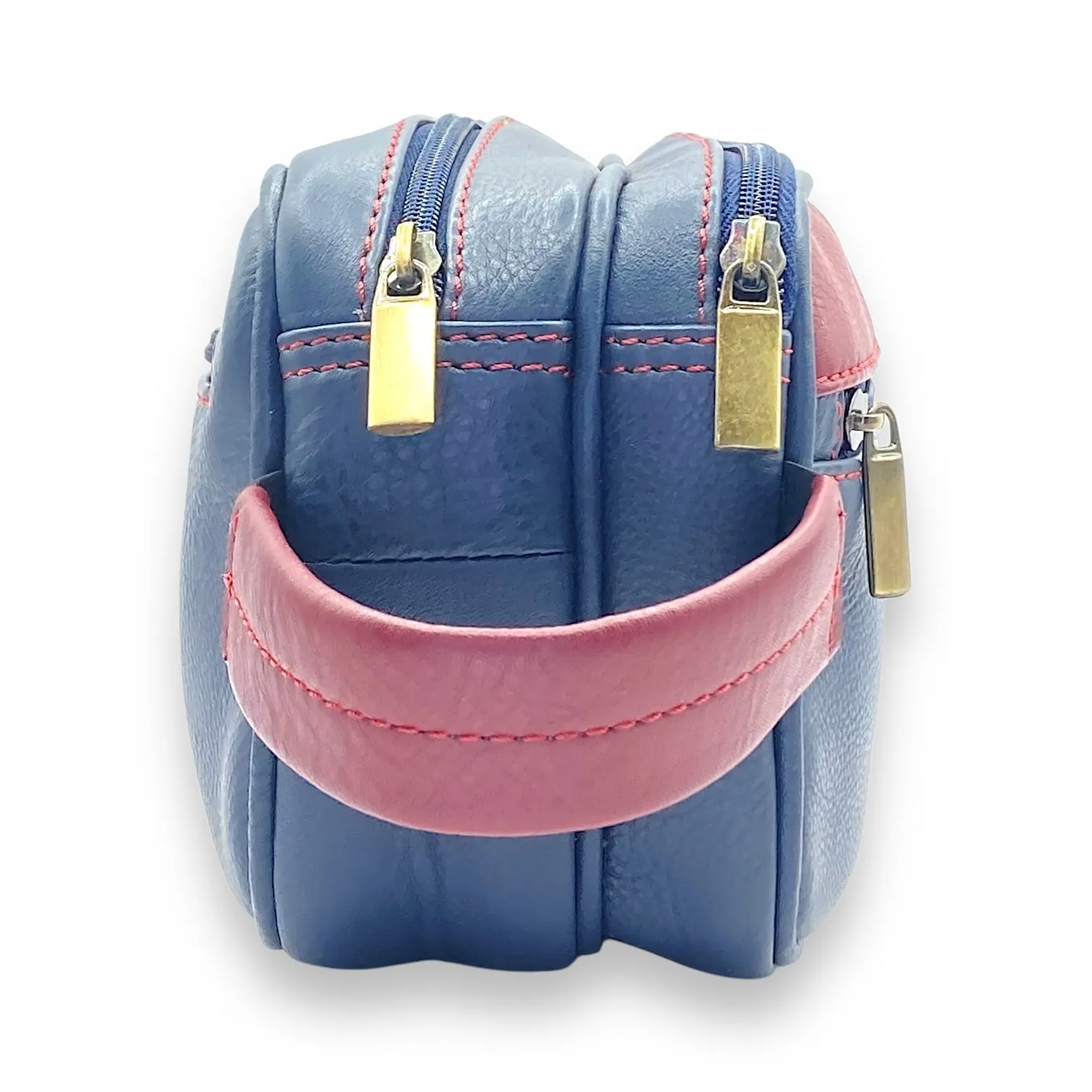 Hand Pouch, Wash Bag, Toiletry, Genuine Leather # 2295NH