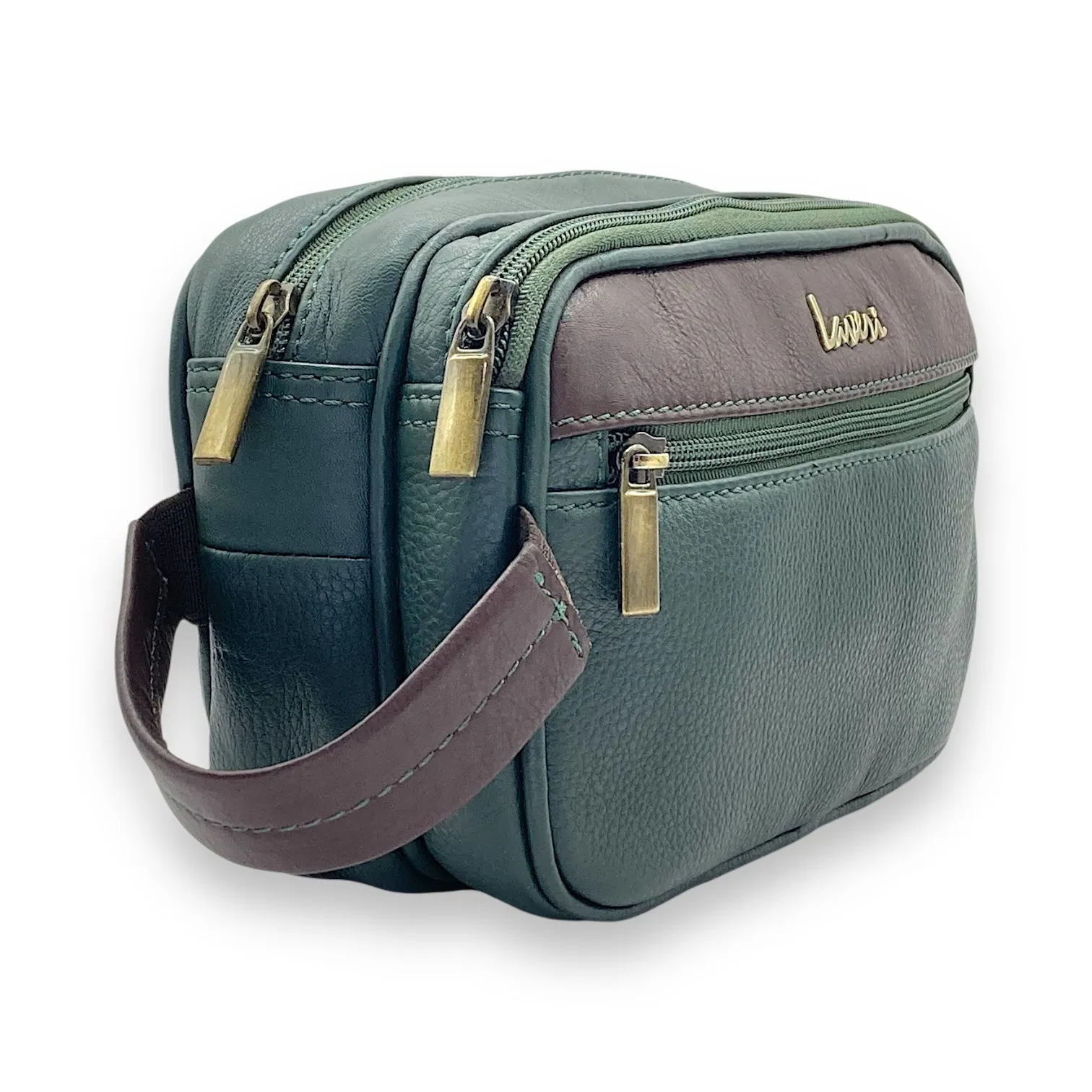 Hand Pouch, Wash Bag, Toiletry, Genuine Leather # 2295NH