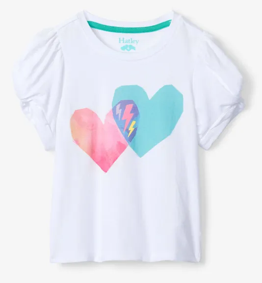 Hatley Split Hearts Twisted Sleeve Tee