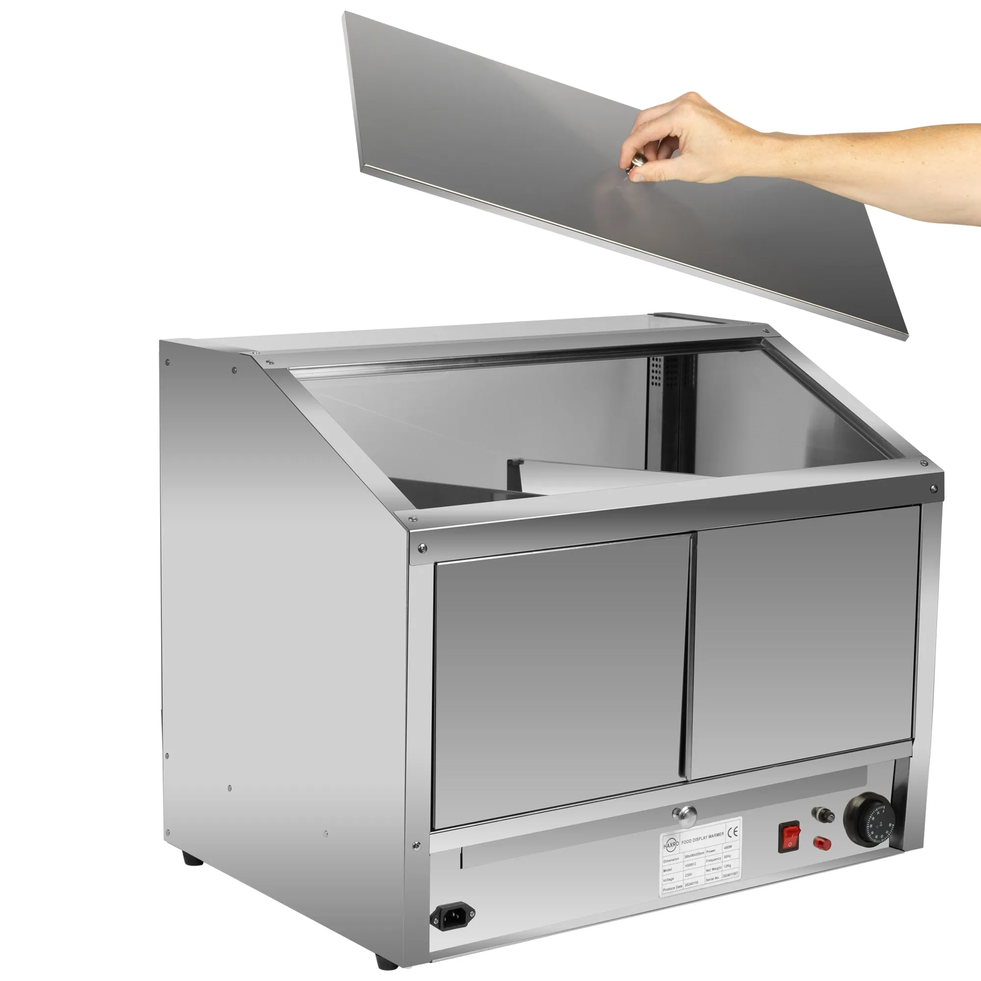 HAXRO Counter Display Popcorn Warmer Cabinet 3 Compartments