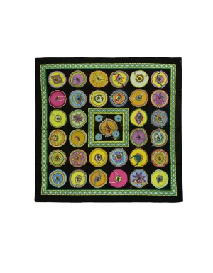 Hermes Black Multicolor "Belles du Mexique" 70cm Cotton Scarf