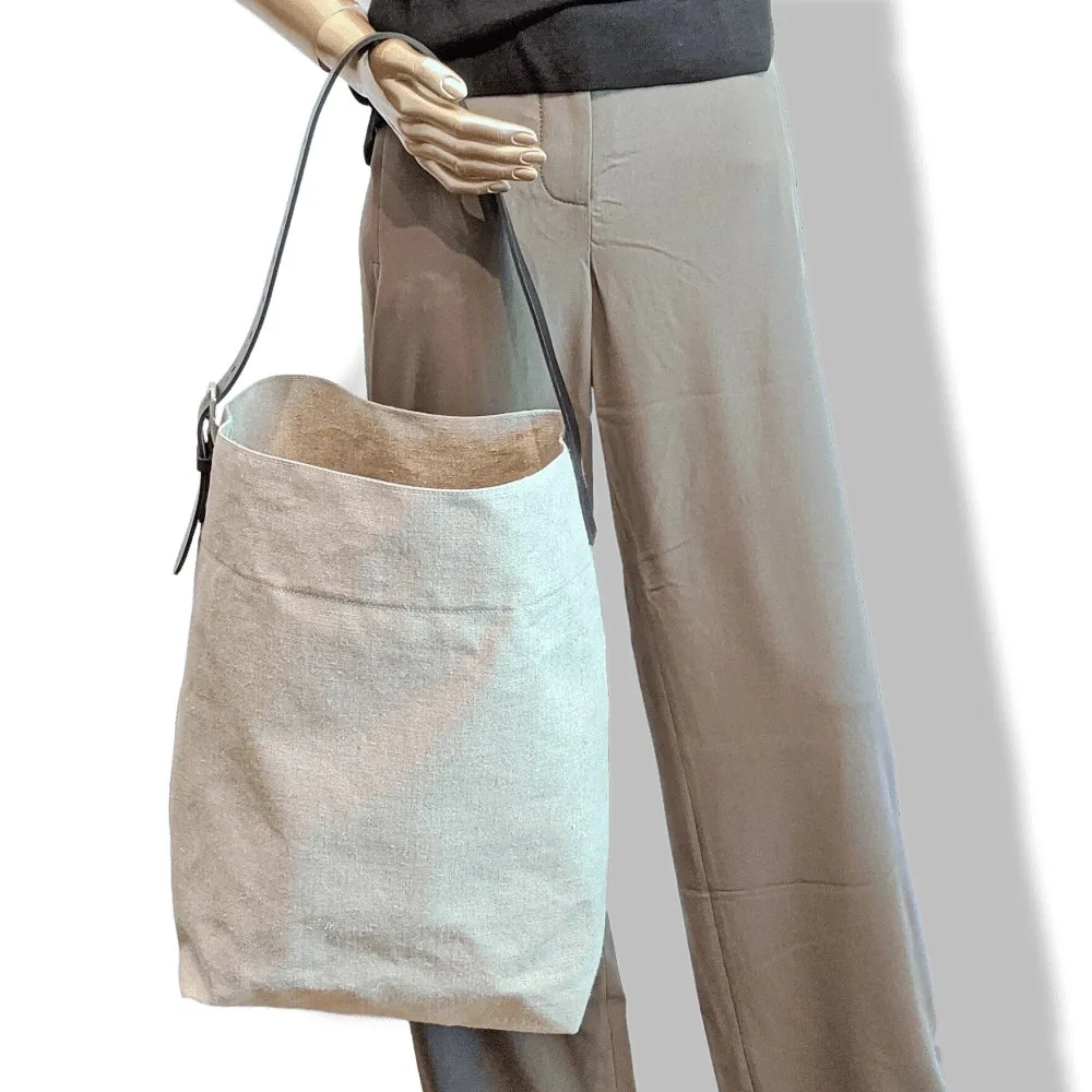 Hermes Natural Canvas/Black Barenia BIG SHOPPING TRAVEL Shoulder Army Bag 12 numbered Reguation Holes BNIB!