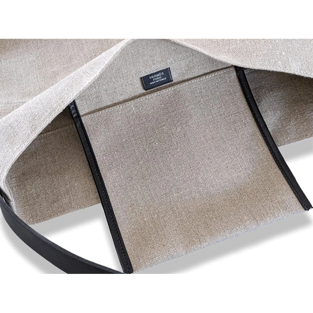Hermes Natural Canvas/Black Barenia BIG SHOPPING TRAVEL Shoulder Army Bag 12 numbered Reguation Holes BNIB!