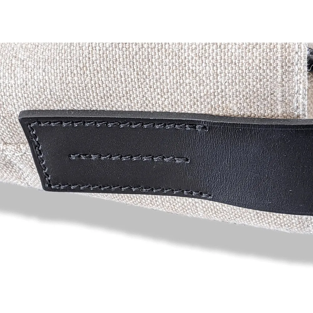 Hermes Natural Canvas/Black Barenia BIG SHOPPING TRAVEL Shoulder Army Bag 12 numbered Reguation Holes BNIB!