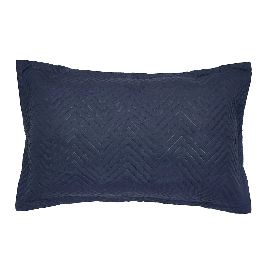 Herringbone Embossed Coverlet Set - Navy