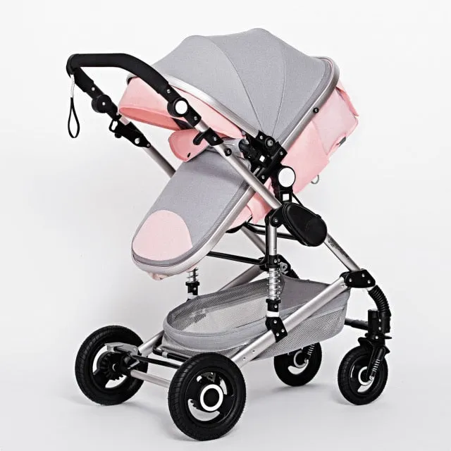 High Landscape Baby Stroller 3 in 1 With Car Seat Pink Stroller Luxury Travel Pram Car seat and Stroller Baby Carrier Pushchair