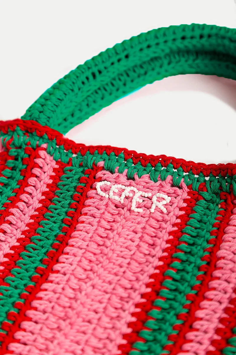Homero Tote Bag | Green, Red   Pink