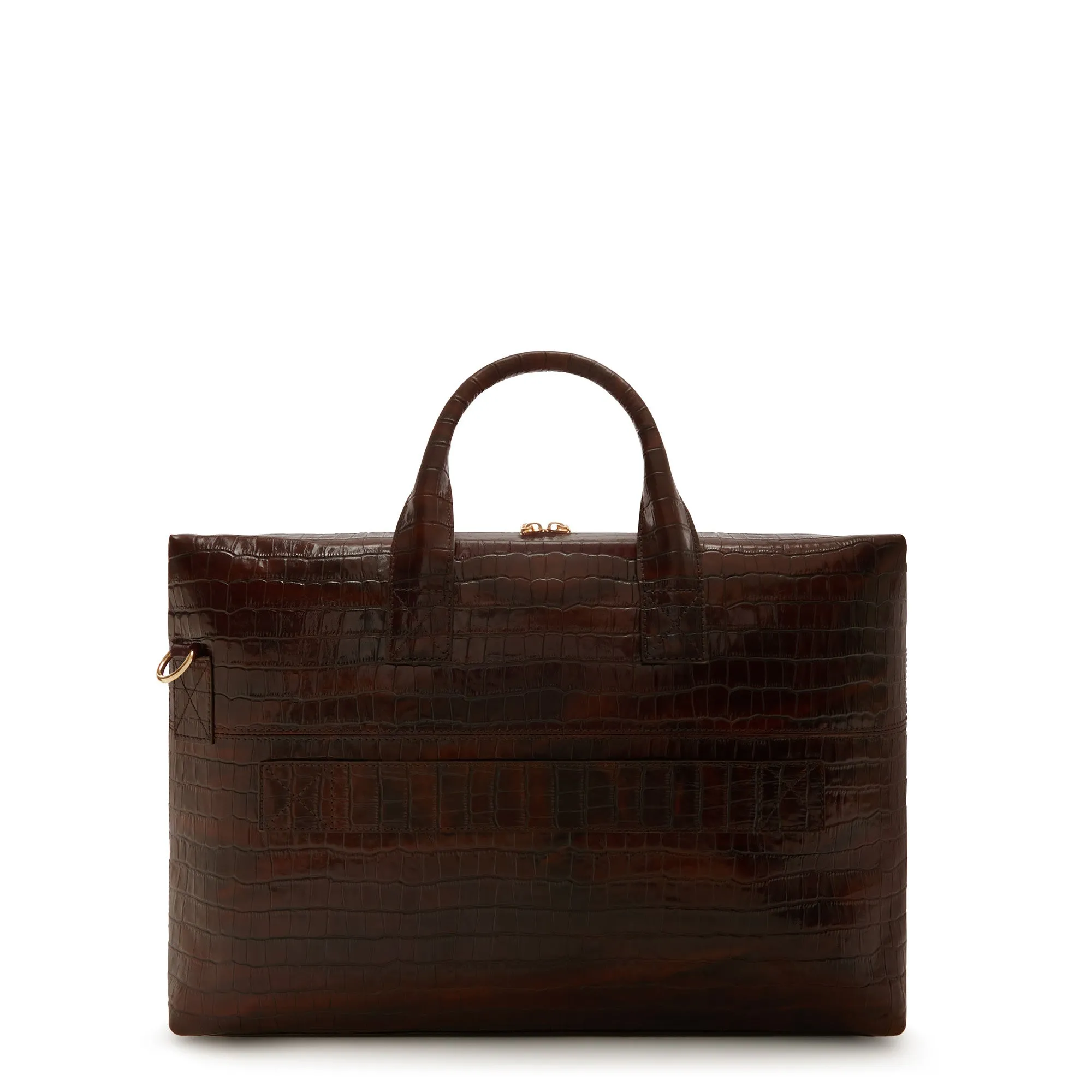 Honoré Anique croco brown calfskin leather handbag with 16.4 inch laptop compartment