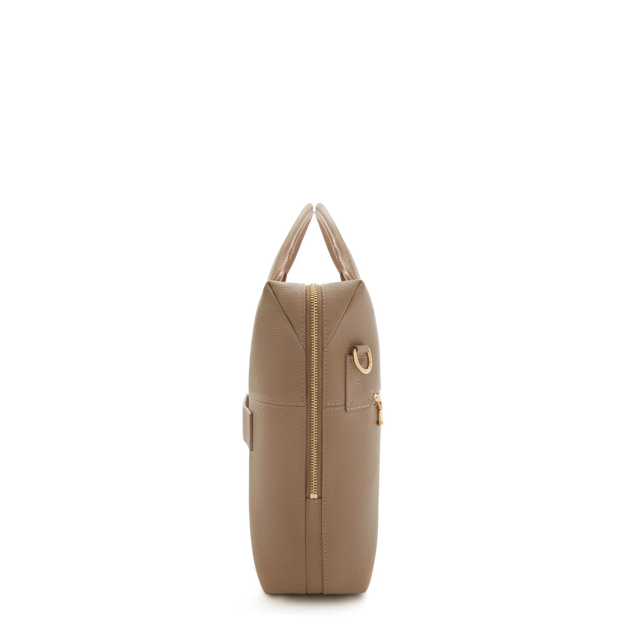 Honoré Anique taupe calfskin leather handbag with 16.4 inch laptop compartment