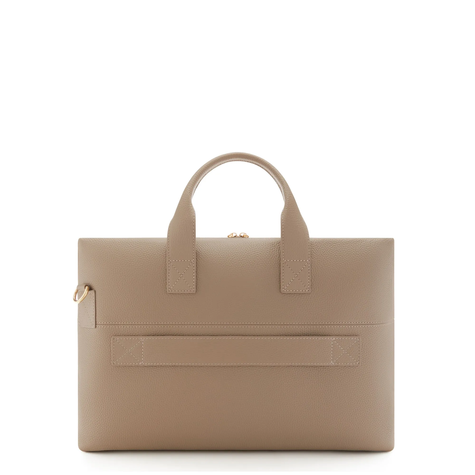 Honoré Anique taupe calfskin leather handbag with 16.4 inch laptop compartment