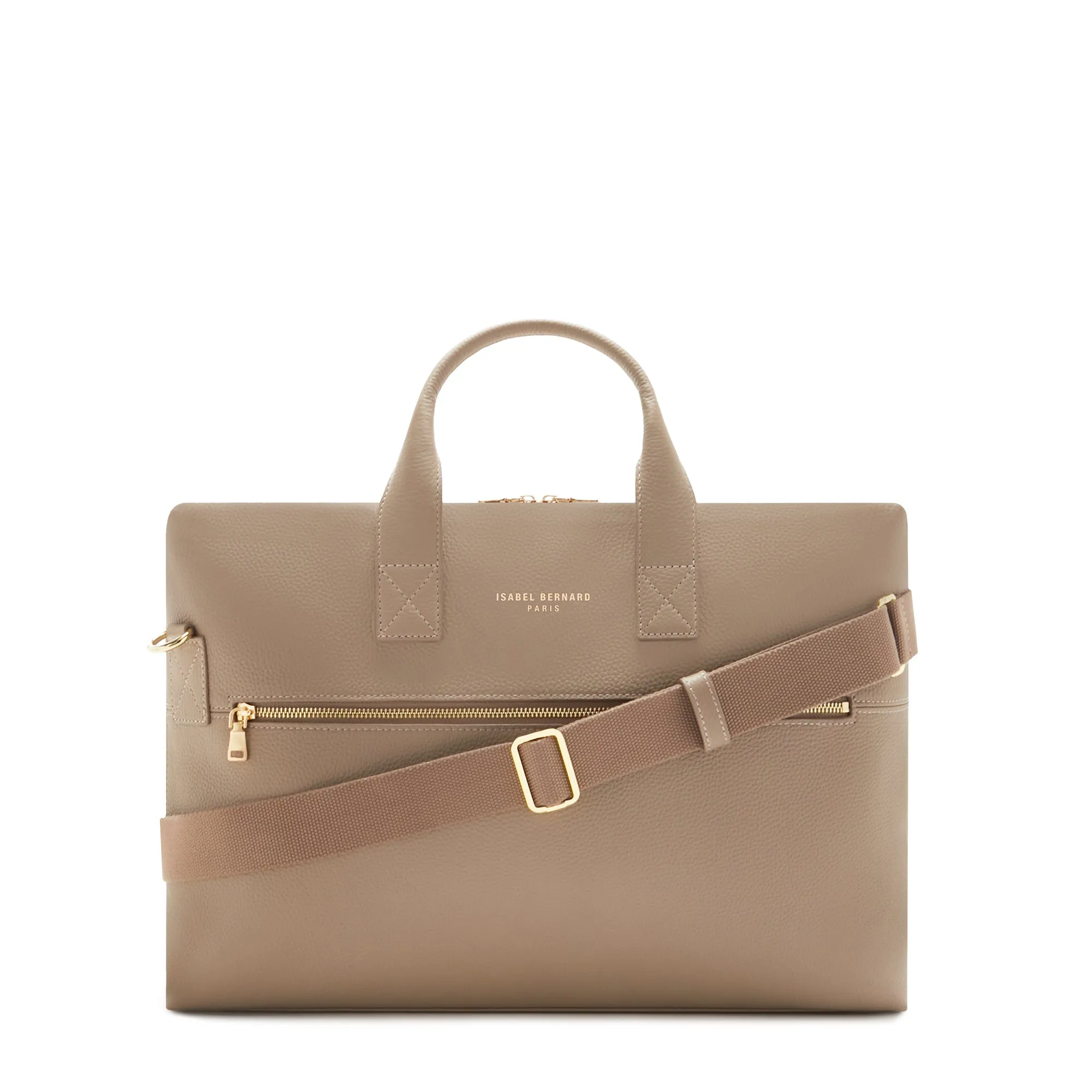 Honoré Anique taupe calfskin leather handbag with 16.4 inch laptop compartment
