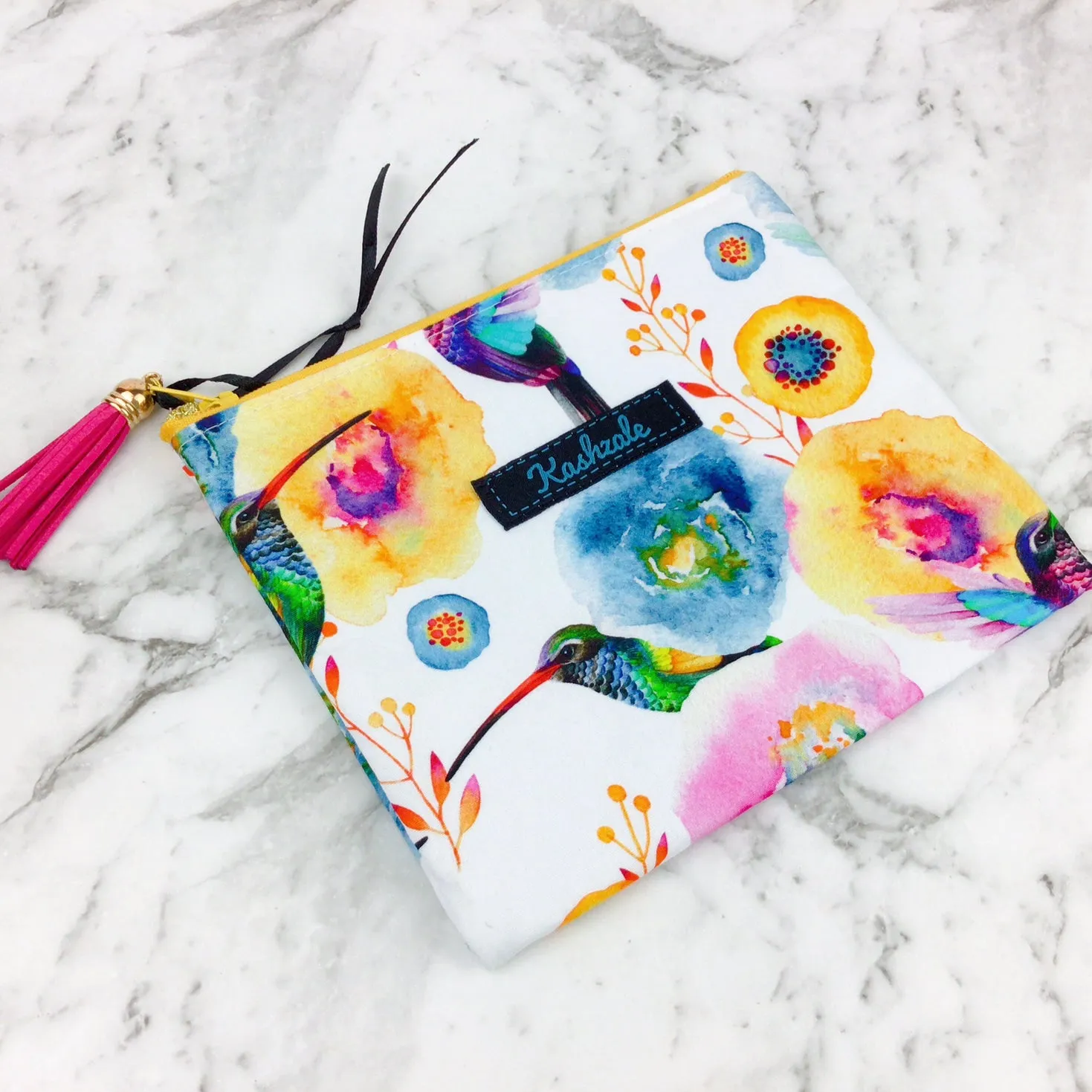 Hummingbird Small Clutch, Small makeup bag.