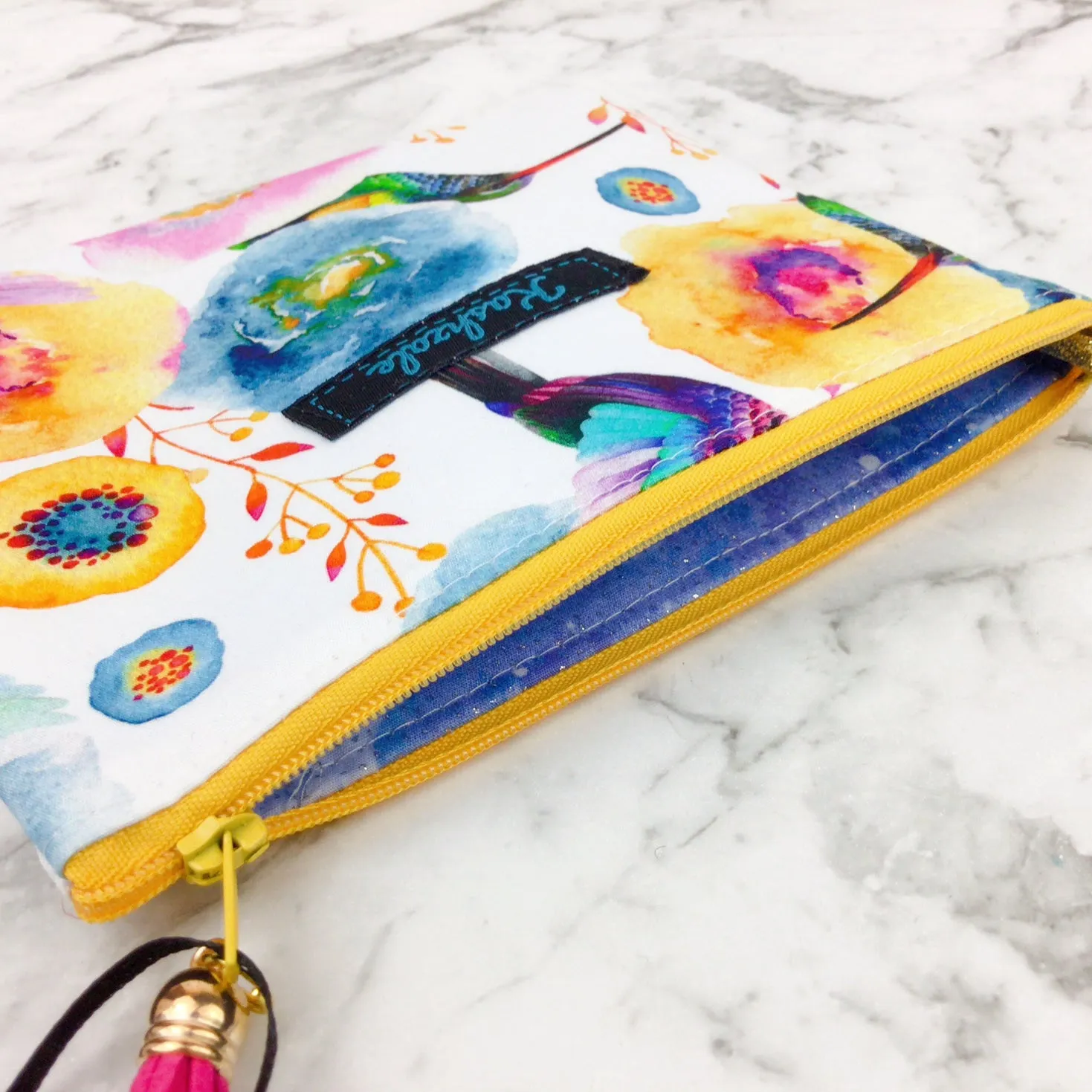 Hummingbird Small Clutch, Small makeup bag.