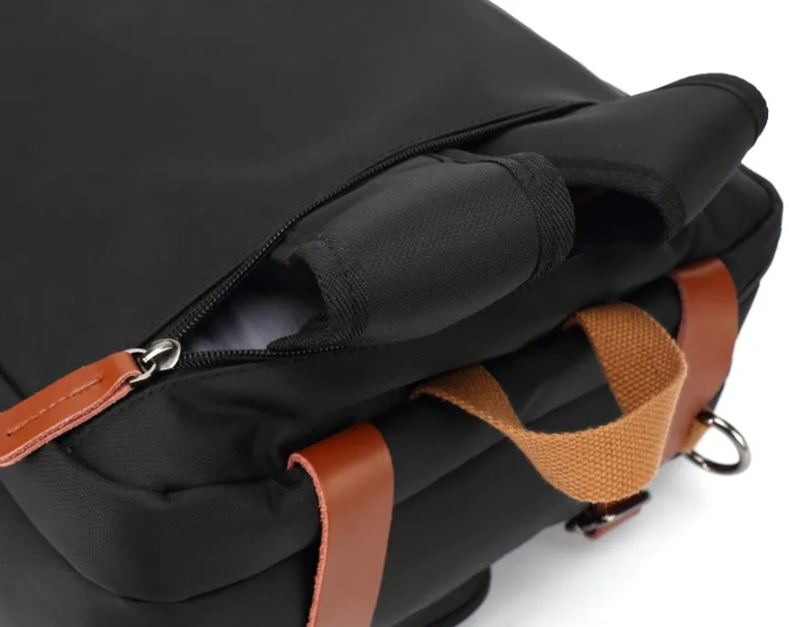 Hybrid Leather Trimmed Nylon Briefcase, Converts to Backpack, Two Sizes