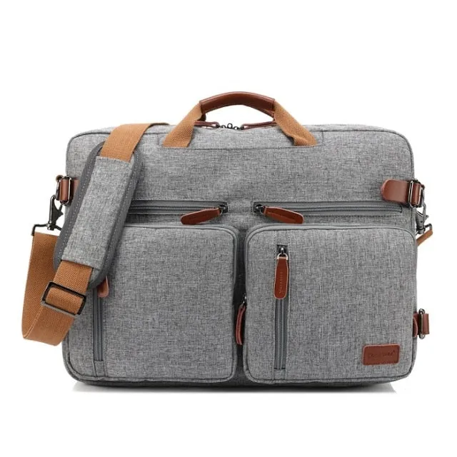Hybrid Leather Trimmed Nylon Briefcase, Converts to Backpack, Two Sizes